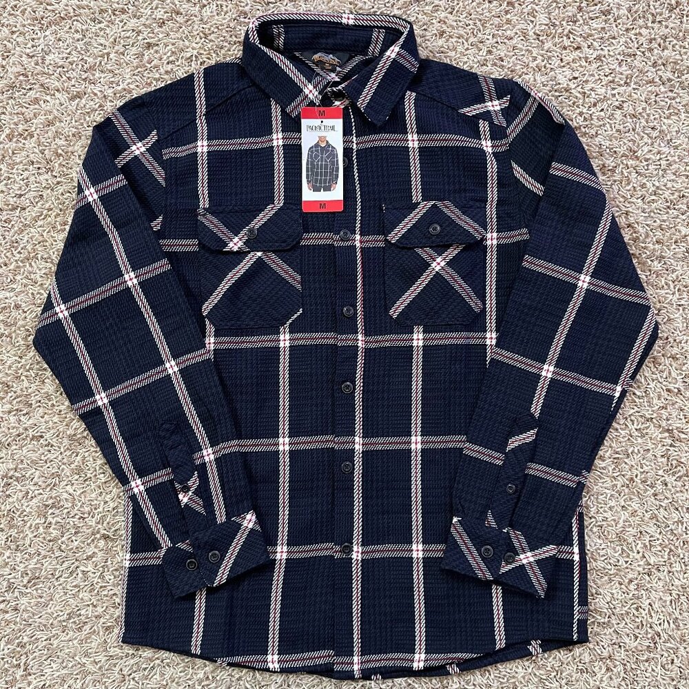 Pacific Trail Men’s Long Sleeve Cotton Blanket Flannel Button Shirt Navy, Size M
